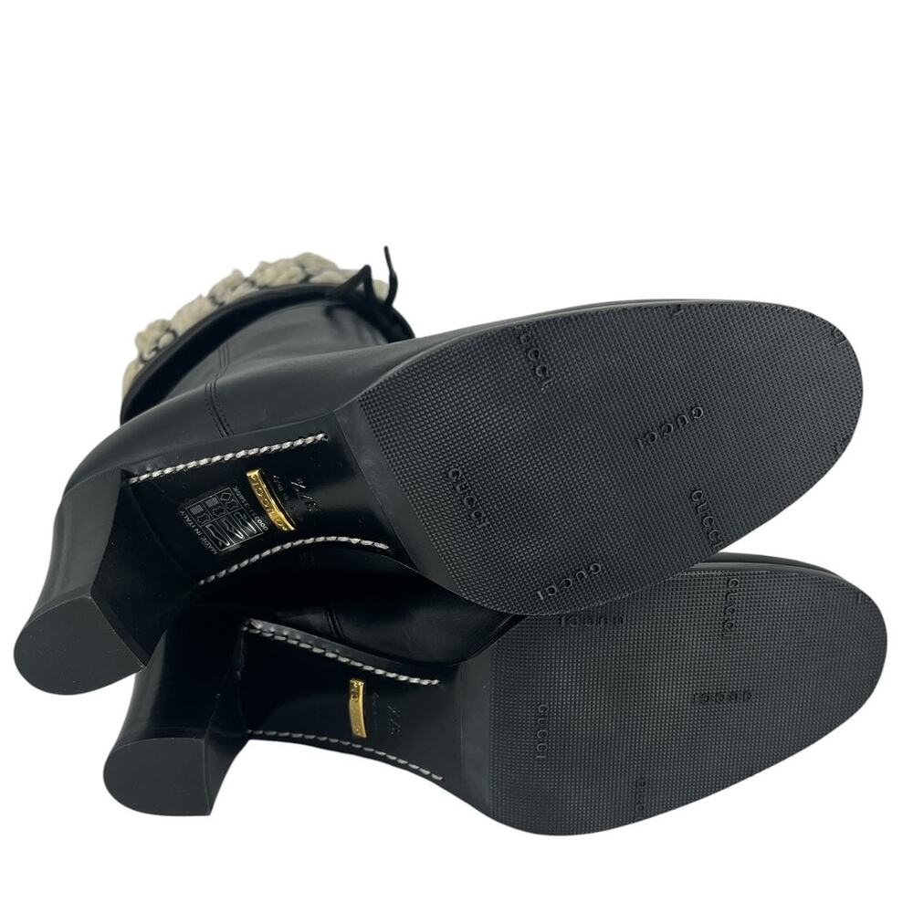 Gucci GG Shearling Leather Fold Over Ankle Boots Nero 37.5 - Picture 16 of 16